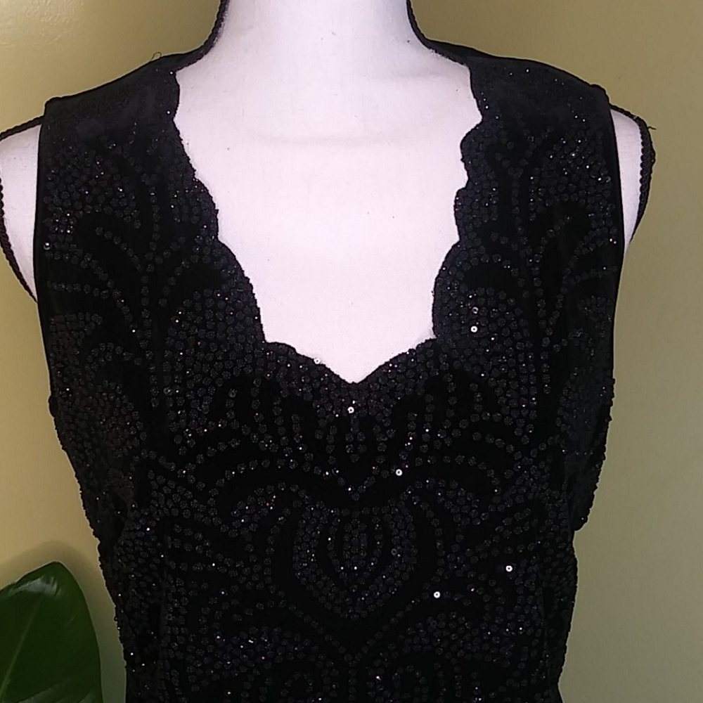 Dressbarn Black Velvet Blouse Size L - Picture 4 of 11